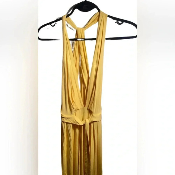 Bebe yellow stretchy lightweight vacation summer day 2 nite scrappy dress M - Picture 5 of 7